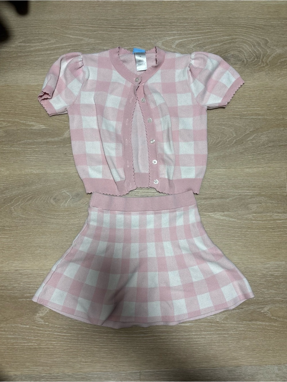 Draper James Pink and White Gingham Kids Matching Set